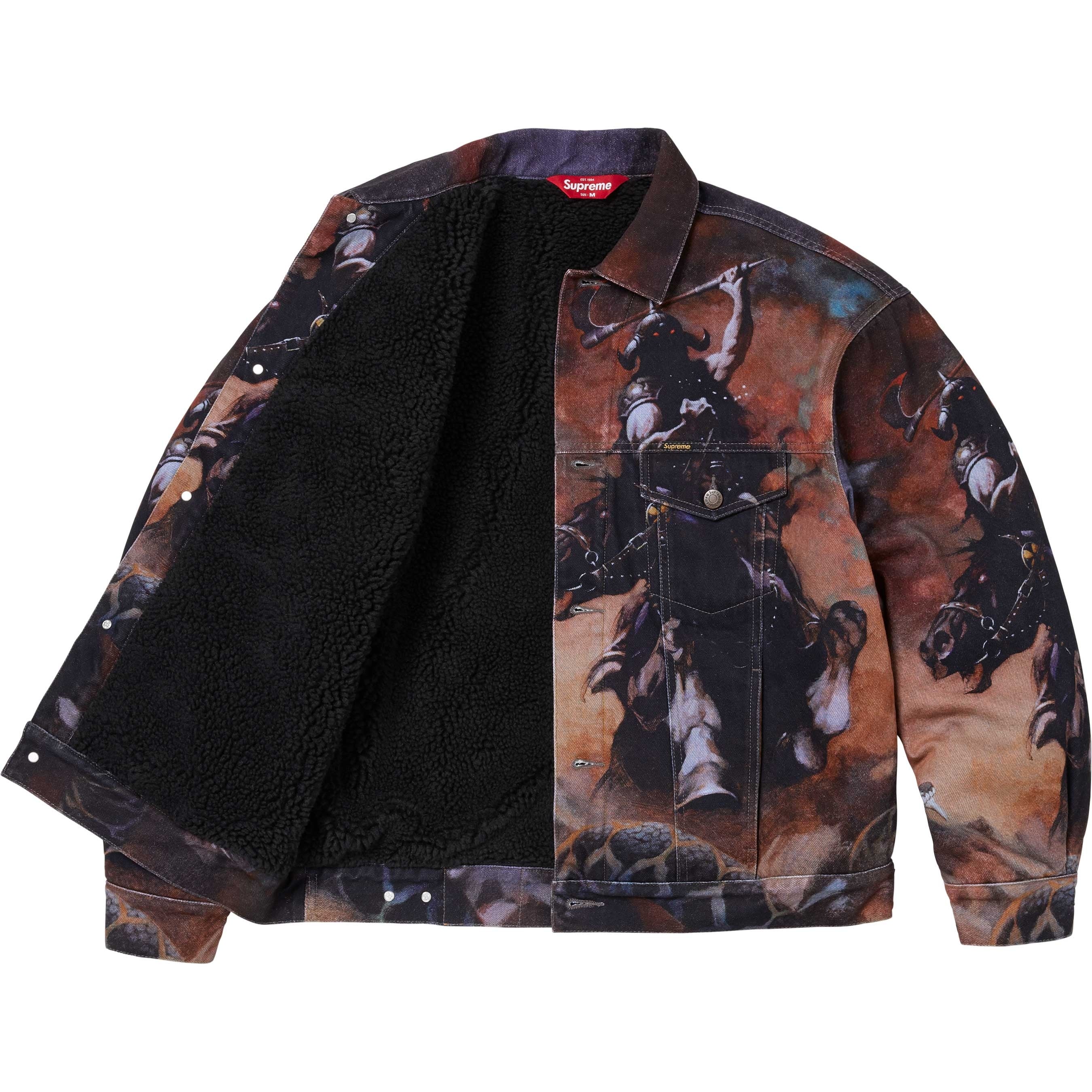 Supreme/Frank Frazetta Faux Shearling Lined Trucker Jacket view 6